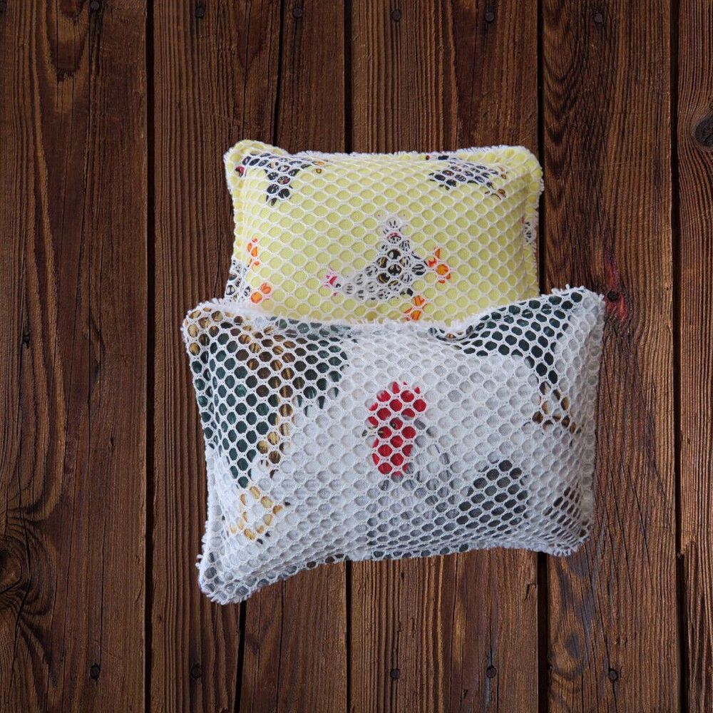 Reusable Sponge Roosters and Chicken Dish Scrubby Set of 2